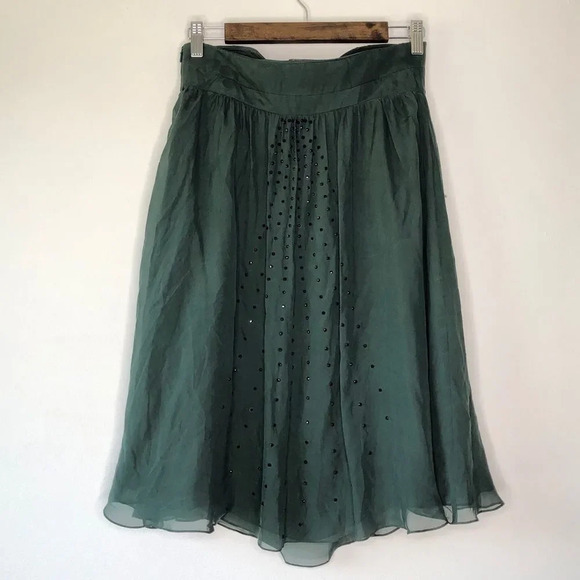 Haute Hippie Green Silk Strapless Rhinestone Detail Empire Waist Dress Size S - Picture 10 of 12